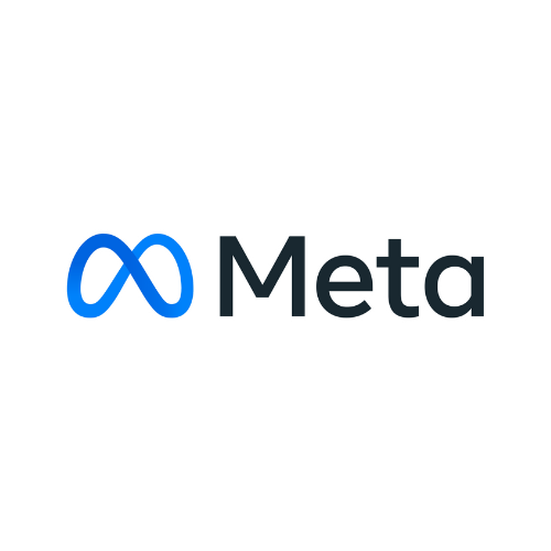 Logotipo de Meta con símbolo de infinito azul y texto “Meta” en letras negras.