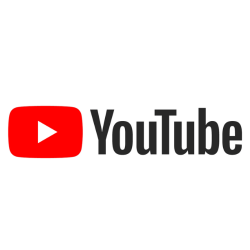 Logo oficial de YouTube con ícono rojo de reproducción y texto negro.